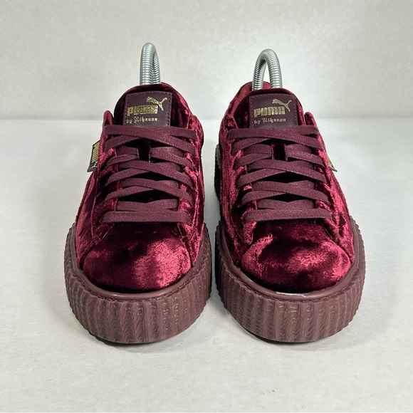 Puma x FENTY by Rihanna Creeper Velvet Platform Red & Gold Shoes; Women’s Sz 7.5 - Picture 10 of 16